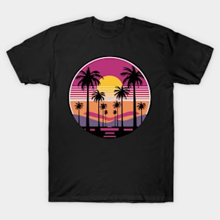 80s Vaporwave Palm Trees Sunset aesthetic T-Shirt